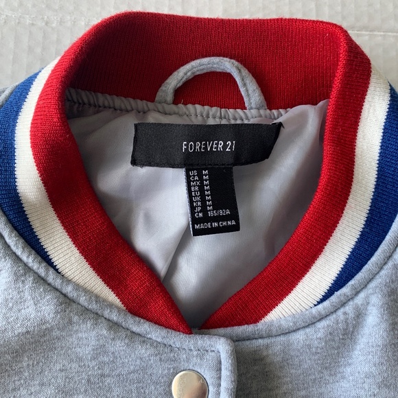 Forever 21 Heathered Gray Varsity Jacket Sz.Medium - Picture 6 of 12